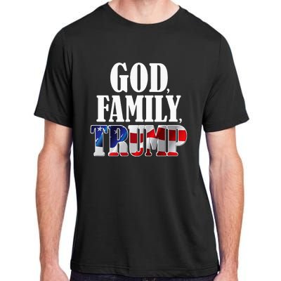 God Family Trump Christian Supporter Voter Gift America Flag Adult ChromaSoft Performance T-Shirt