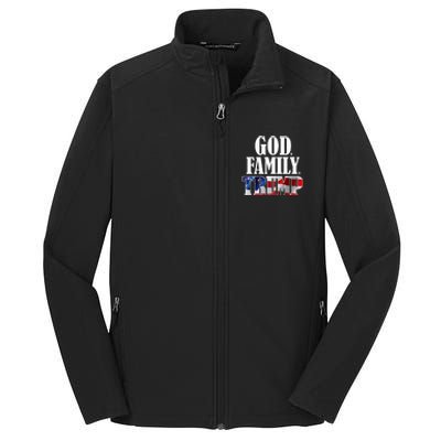 God Family Trump Christian Supporter Voter Gift America Flag Core Soft Shell Jacket