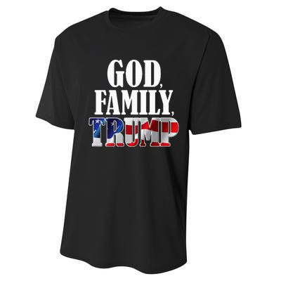 God Family Trump Christian Supporter Voter Gift America Flag Performance Sprint T-Shirt