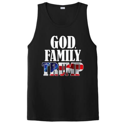 God Family Trump Christian Supporter Voter Gift America Flag PosiCharge Competitor Tank