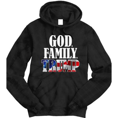 God Family Trump Christian Supporter Voter Gift America Flag Tie Dye Hoodie