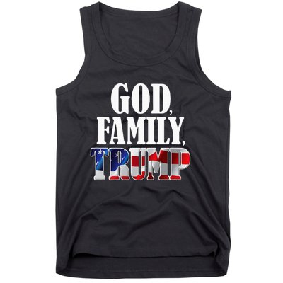 God Family Trump Christian Supporter Voter Gift America Flag Tank Top