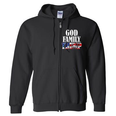 God Family Trump Christian Supporter Voter Gift America Flag Full Zip Hoodie