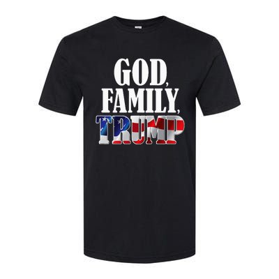 God Family Trump Christian Supporter Voter Gift America Flag Softstyle CVC T-Shirt