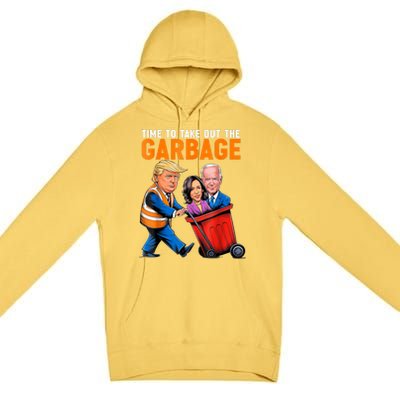 Garbage For Trump 2024 Funny Time To Take Out Garbage Biden Premium Pullover Hoodie