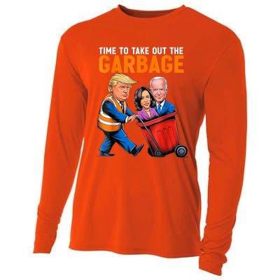 Garbage For Trump 2024 Funny Time To Take Out Garbage Biden Cooling Performance Long Sleeve Crew