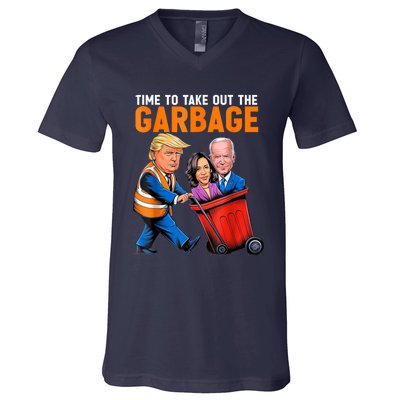 Garbage For Trump 2024 Funny Time To Take Out Garbage Biden V-Neck T-Shirt