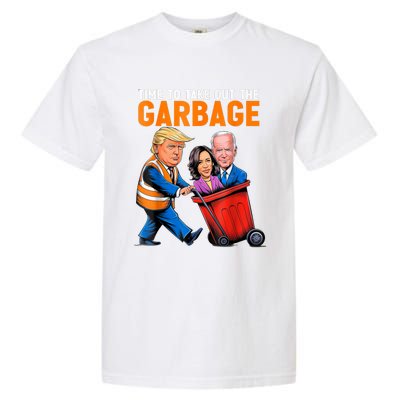 Garbage For Trump 2024 Funny Time To Take Out Garbage Biden Garment-Dyed Heavyweight T-Shirt