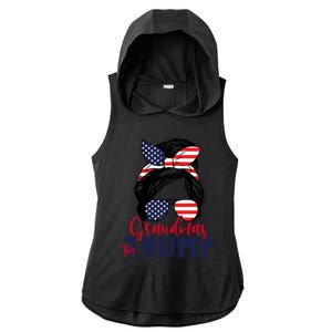 Grandmas For Trump Messy Bun Trump 2024 American Flag Great Gift Ladies PosiCharge Tri-Blend Wicking Draft Hoodie Tank