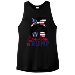 Grandmas For Trump Messy Bun Trump 2024 American Flag Great Gift Ladies PosiCharge Tri-Blend Wicking Tank