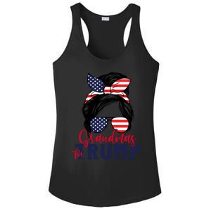 Grandmas For Trump Messy Bun Trump 2024 American Flag Great Gift Ladies PosiCharge Competitor Racerback Tank