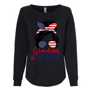 Grandmas For Trump Messy Bun Trump 2024 American Flag Great Gift Womens California Wash Sweatshirt