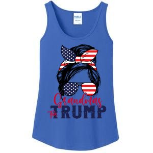 Grandmas For Trump Messy Bun Trump 2024 American Flag Great Gift Ladies Essential Tank