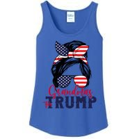 Grandmas For Trump Messy Bun Trump 2024 American Flag Great Gift Ladies Essential Tank