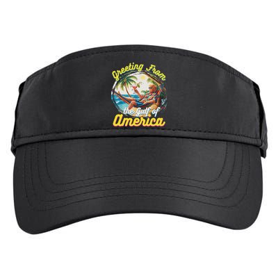 Greeting From The Gulf Of Usa America Trump Adult Drive Performance Visor