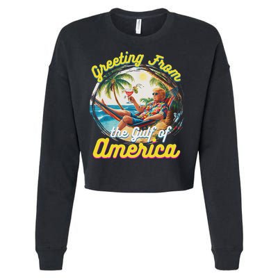 Greeting From The Gulf Of Usa America Trump Cropped Pullover Crew