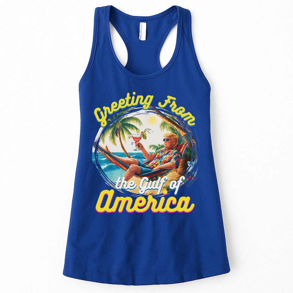 Greeting From The Gulf Of Usa America Trump Womens Tank Top
