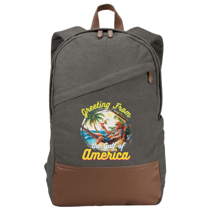 Greeting From The Gulf Of Usa America Trump Cotton Canvas Backpack