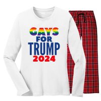 Gays For Trump 2024 Election Women's Long Sleeve Flannel Pajama Set 