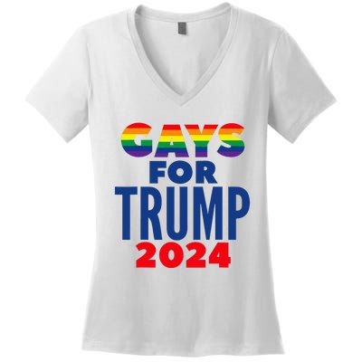 Gays For Trump 2024 Election Women's V-Neck T-Shirt