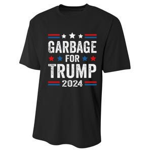 Garbage For Trump 2024 Trump Supporter Performance Sprint T-Shirt