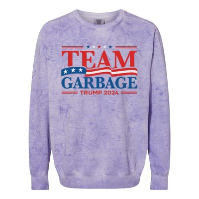 Garbage For Trump 2024 Usa Flag Vintage Colorblast Crewneck Sweatshirt