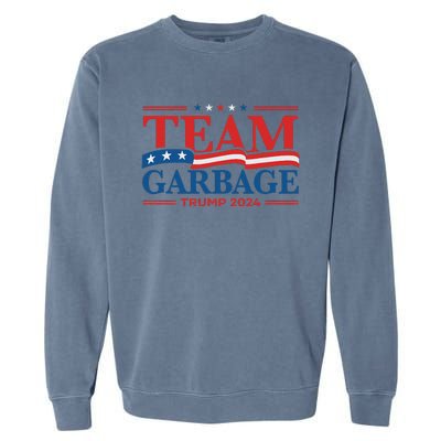 Garbage For Trump 2024 Usa Flag Vintage Garment-Dyed Sweatshirt