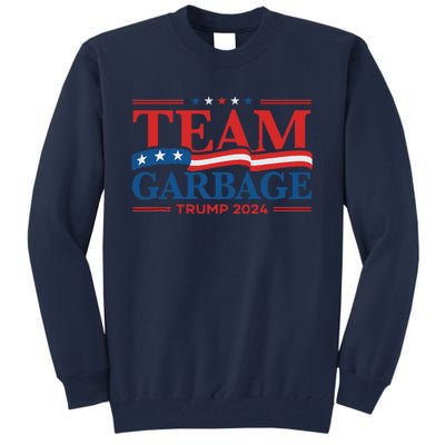 Garbage For Trump 2024 Usa Flag Vintage Tall Sweatshirt