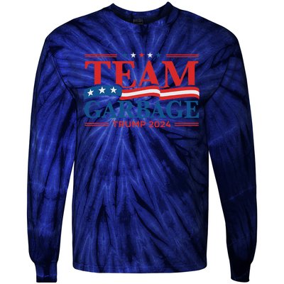 Garbage For Trump 2024 Usa Flag Vintage Tie-Dye Long Sleeve Shirt