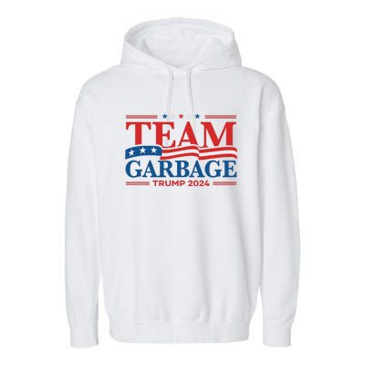 Garbage For Trump 2024 Usa Flag Vintage Garment-Dyed Fleece Hoodie