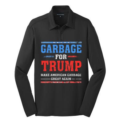 Garbage For Trump Make American Garbage Great Again Silk Touch Performance Long Sleeve Polo