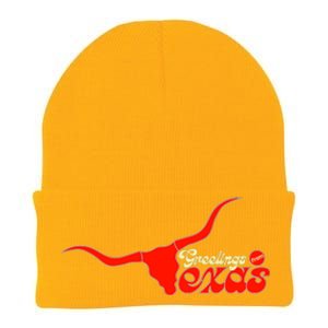 Greetings From Texas Longhorn Logo Knit Cap Winter Beanie