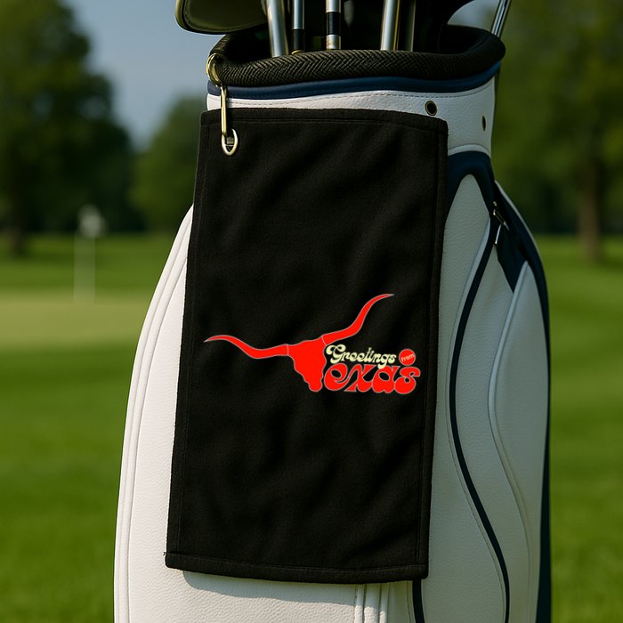 Greetings From Texas Longhorn Logo Golf Towel