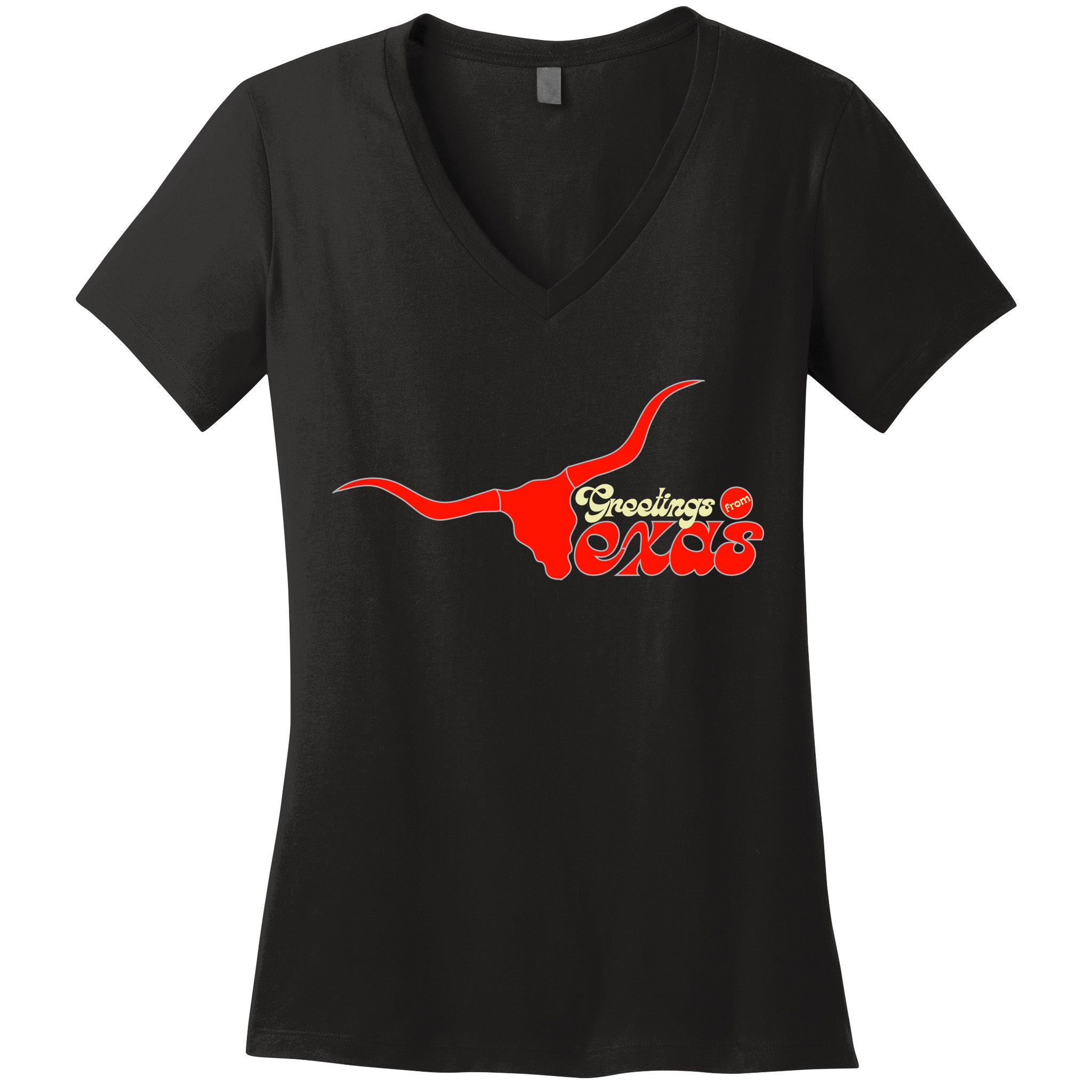 Greetings From Texas Longhorn Logo Women's V-Neck T-Shirt