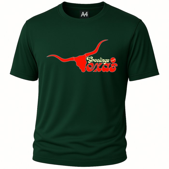 Greetings From Texas Longhorn Logo Cooling Performance Crew T-Shirt