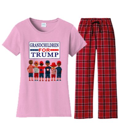 Grandchildren For Trump Vote For Grandpa Women's Flannel Pajama Set