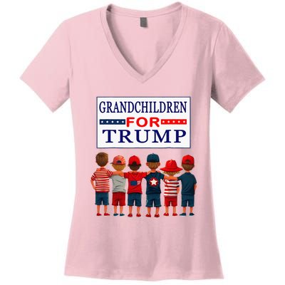 Grandchildren For Trump Vote For Grandpa Women's V-Neck T-Shirt