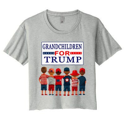 Grandchildren For Trump Vote For Grandpa Women's Crop Top Tee