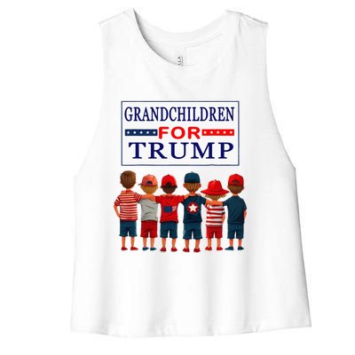 Grandchildren For Trump Vote For Grandpa Women's Racerback Cropped Tank