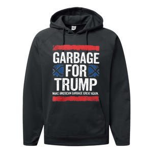 Garbage For Trump 2024 Make American Garbage Great Again Performance Fleece Hoodie