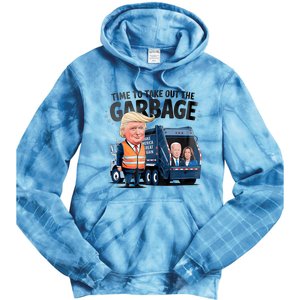 Garbage For Trump 2024 Funny Time To Take Out Garbage Biden Tie Dye Hoodie