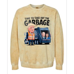 Garbage For Trump 2024 Funny Time To Take Out Garbage Biden Colorblast Crewneck Sweatshirt