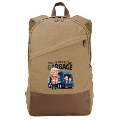 Garbage For Trump 2024 Funny Time To Take Out Garbage Biden Cotton Canvas Backpack
