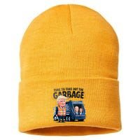 Garbage For Trump 2024 Funny Time To Take Out Garbage Biden Sustainable Knit Beanie
