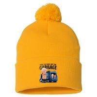 Garbage For Trump 2024 Funny Time To Take Out Garbage Biden Pom Pom 12in Knit Beanie