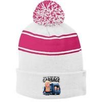 Garbage For Trump 2024 Funny Time To Take Out Garbage Biden Stripe Pom Pom Beanie