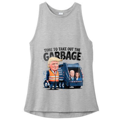 Garbage For Trump 2024 Funny Time To Take Out Garbage Biden Ladies PosiCharge Tri-Blend Wicking Tank