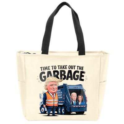 Garbage For Trump 2024 Funny Time To Take Out Garbage Biden Zip Tote Bag