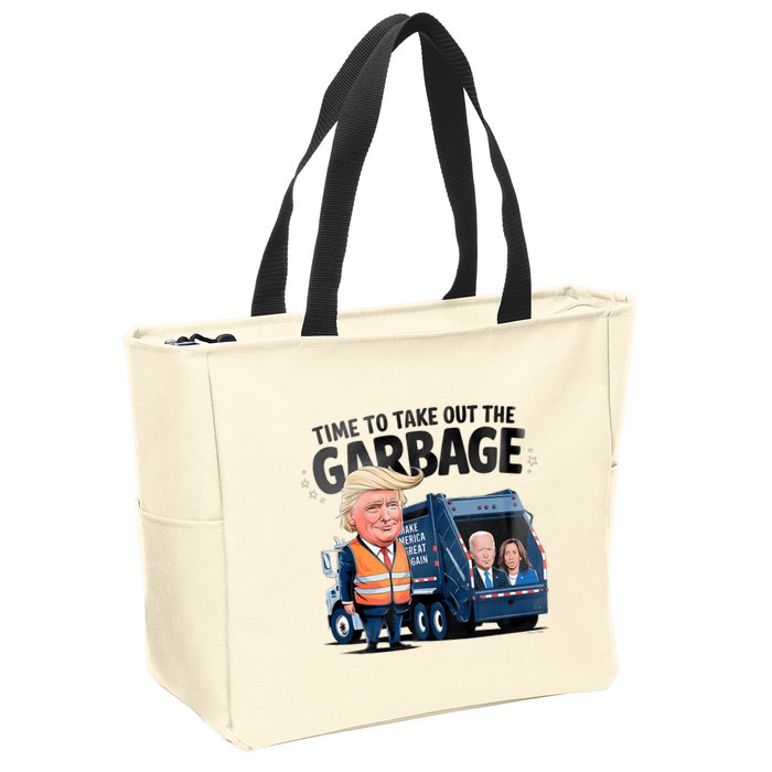 Garbage For Trump 2024 Funny Time To Take Out Garbage Biden Zip Tote Bag
