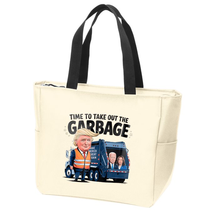 Garbage For Trump 2024 Funny Time To Take Out Garbage Biden Zip Tote Bag